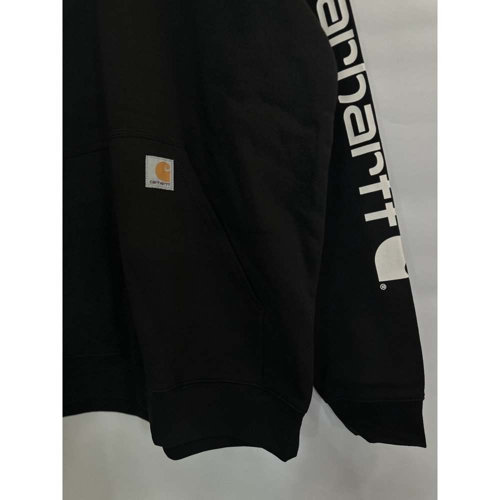 Carhartt K288 Black Hoodie Loose Fit Midweight Logo Sleeve Pullover Size L NWT - Picture 3 of 11